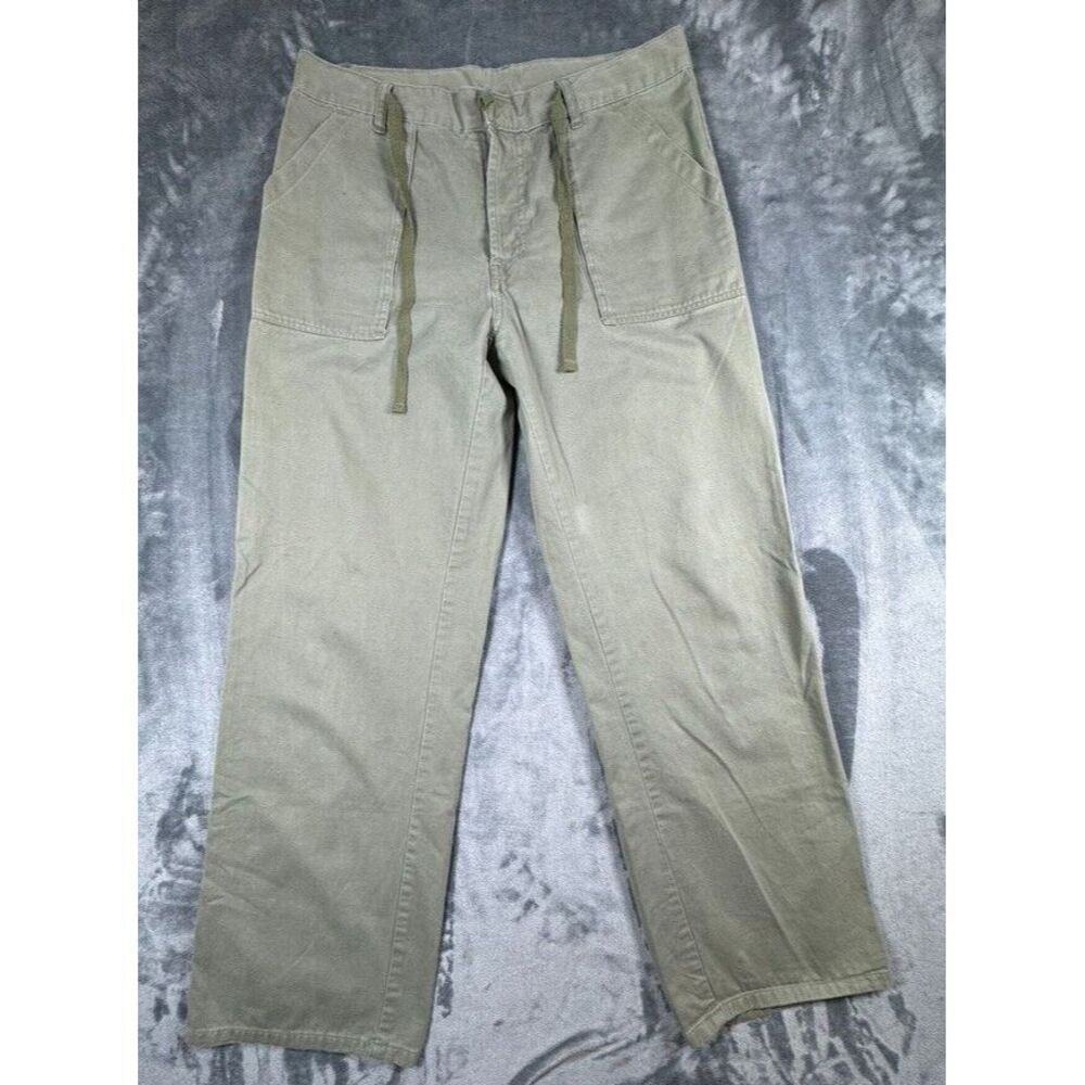 10 Speed Womens Khaki Pants sz 13/14 Green Wide Leg Flap Back Pockets Preppy‎